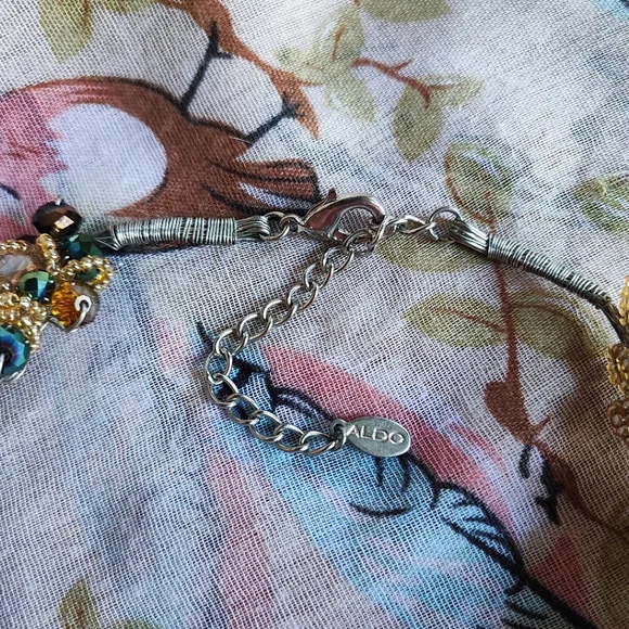 Vintage ALDO Arvane Retired Faceted Glass Beaded Thick Bib Necklace Seed Beads - Picture 6 of 9